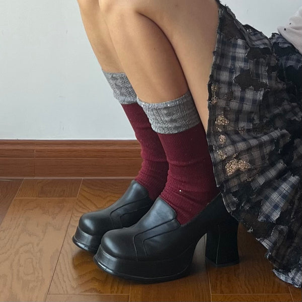 Red Contrasting Crew Socks