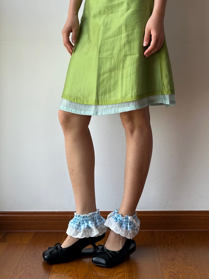 Blue Check Pattern Sock Cuffs – Moody MuMu