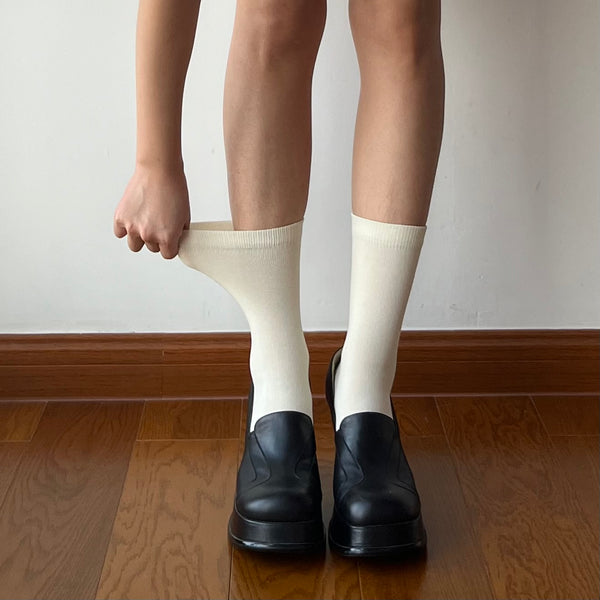 White Cotton Crew Socks