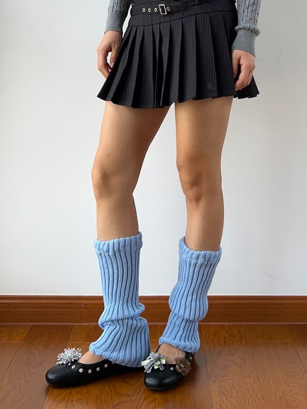 Baby Blue Knitted Leg Warmers
