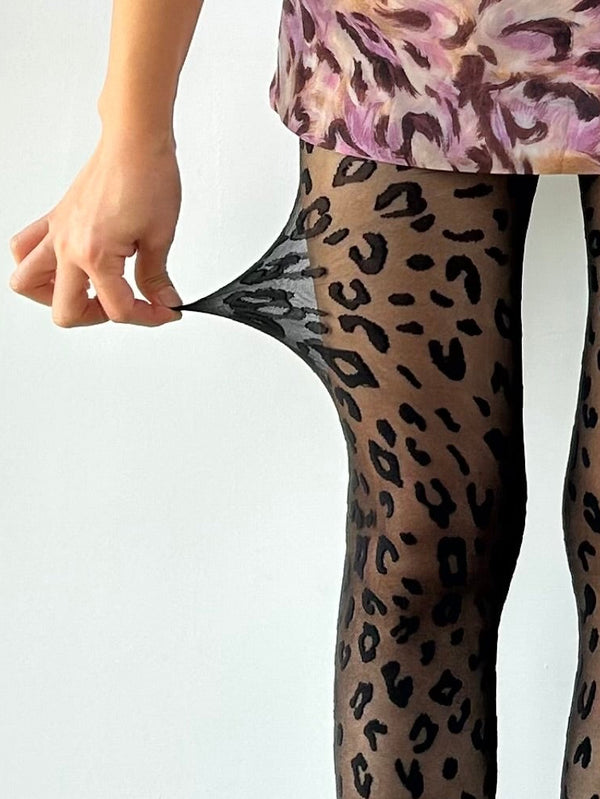 Black Leopard Sheer Tights