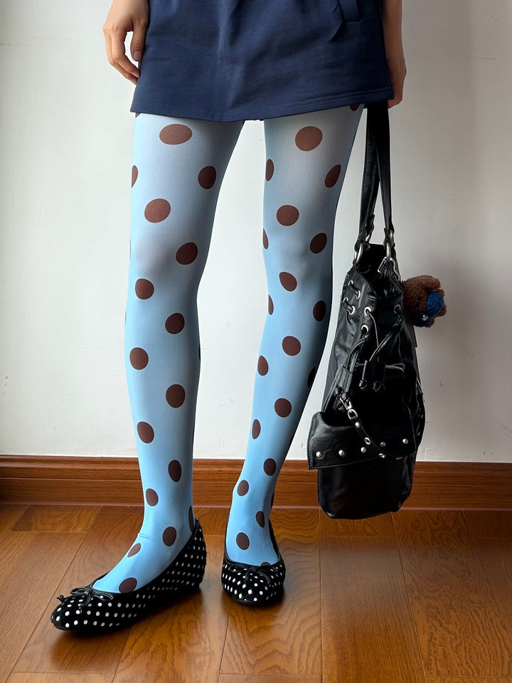 110D Blue Polka Dots 360 Degree Print Tights – Moody MuMu