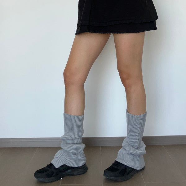 Grey Casual Kniited Leg Warmers