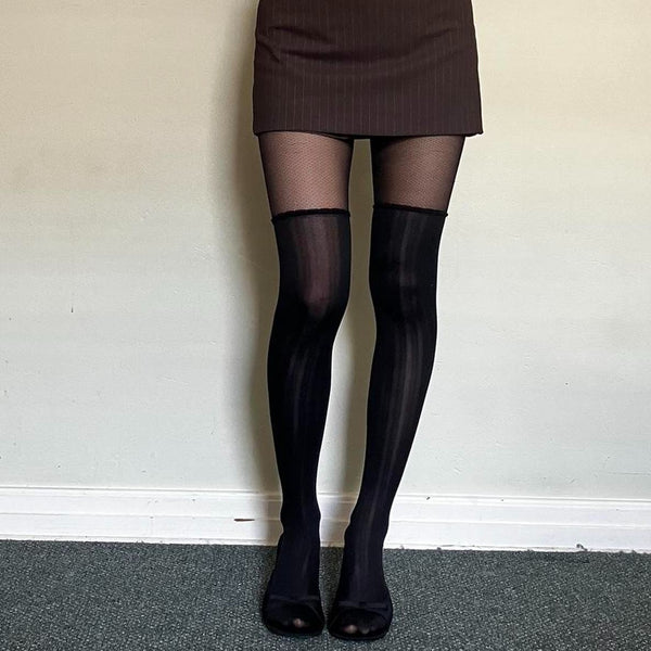 Black Stitch Sheer Tights