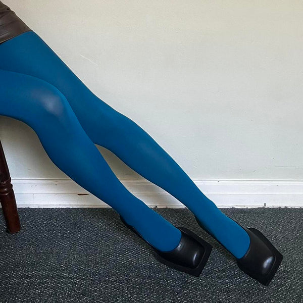 Lake Blue Velvet Tights