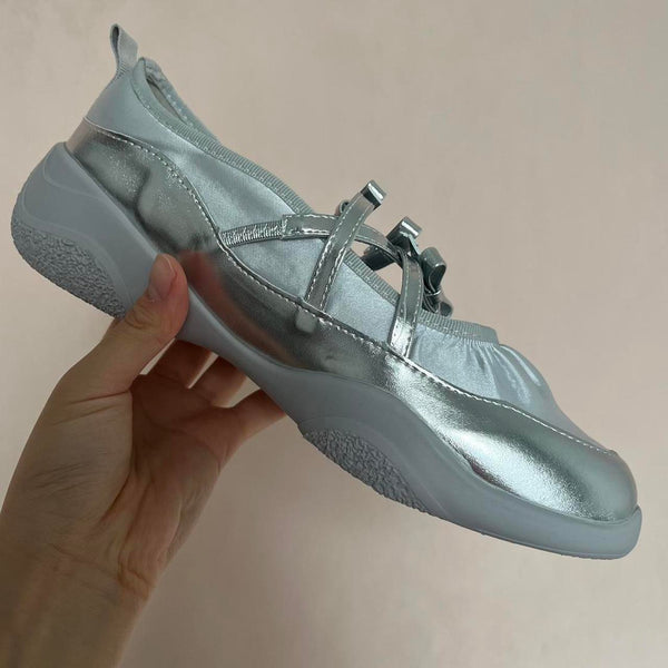 Silver Mary Jane Ballet Inspired Trainers